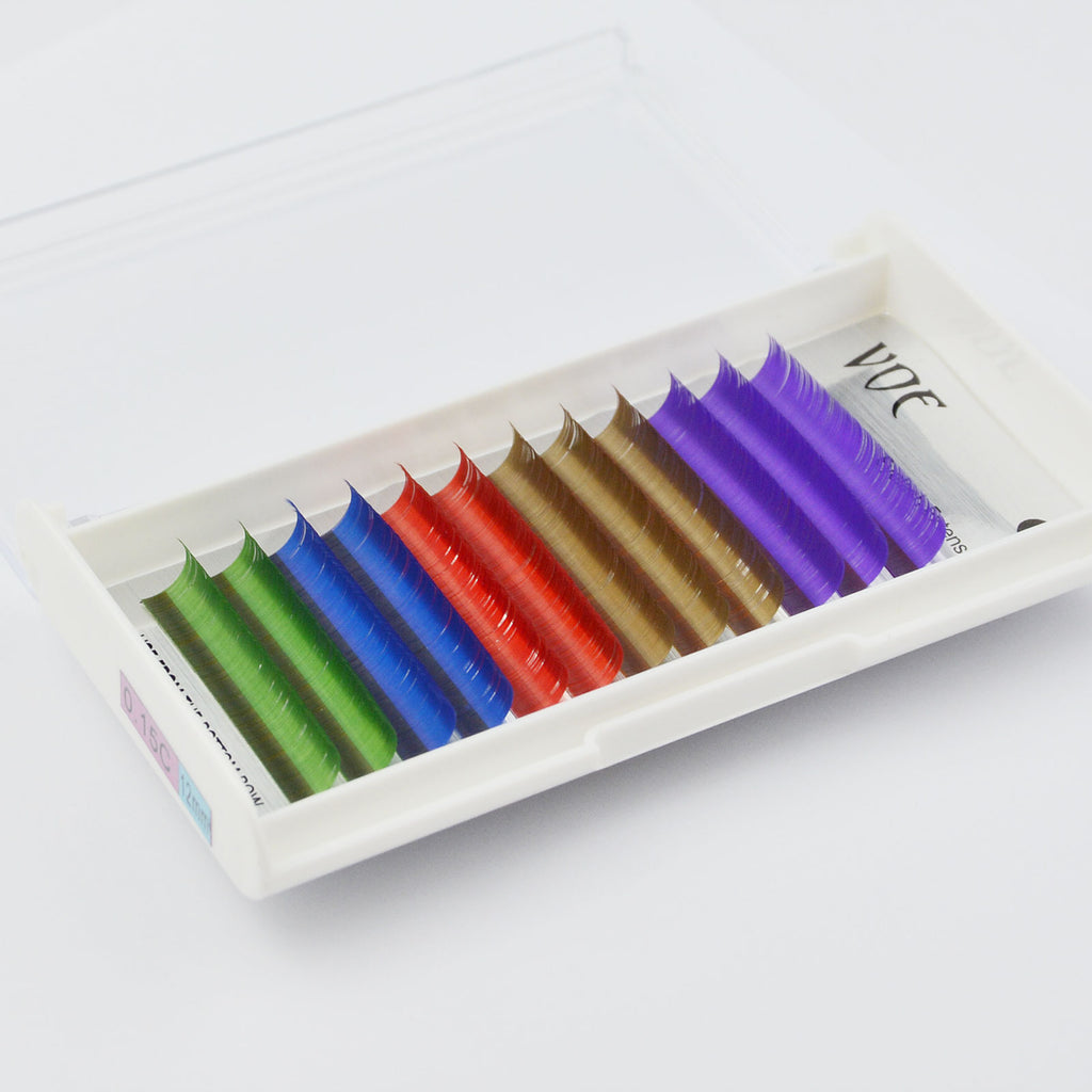 5-Color Silk Lashes Individual Volume Eyelashes Extension 0.15 C Curl