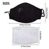 Reusable Cotton Face Mask Guard With Air Breathing Valve & 2 PM2.5 Filters