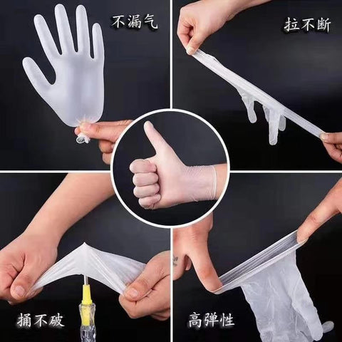 100 pcs Disposable Protective Vinyl Gloves
